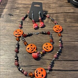 Halloween Pumpkin Jewelry Set - Orange and Black